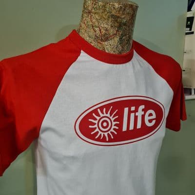 Life Bowlers unofficial red white TIGHT tee t shirt rave retro style flyer house acid
