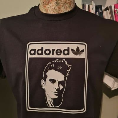 Morrissey Adored graphic black tee t shirt Manchester Heroes Legends The Smiths