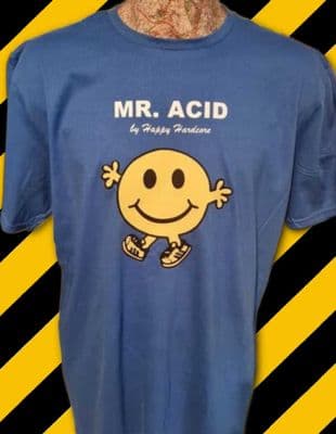 Mr Acid House graphic tee t shirt Rave 90s Ecstasy Cute top (Royal blue)