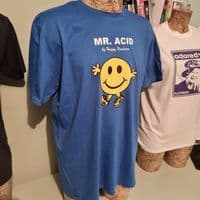Mr Acid House graphic tee t shirt Rave 90s Ecstasy Cute top (Royal blue)