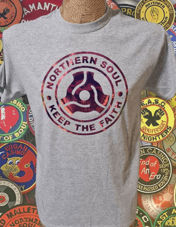 Northern Soul Keep the Faith Holographic logo tee t shirt Excellent gift