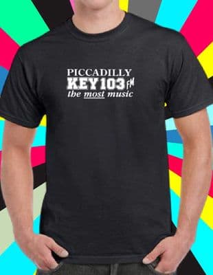 Piccadilly Radio Key 103 FM BLACK T-Shirt Mens Unisex 90s RETRO Stu Allan