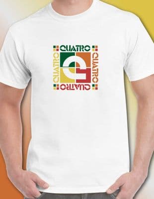 Quatro Pop white tee t shirt top 1980s Nostalgia Quattro fizzy drink