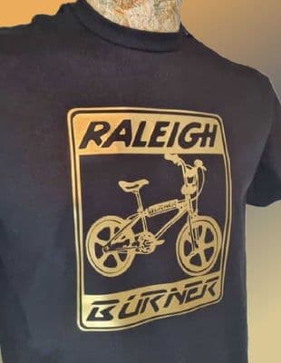 Raleigh Burner 1980s BMX gold graphic tee t shirt retro style