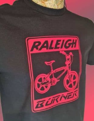 Raleigh Burner 1980s BMX red graphic tee t shirt retro style