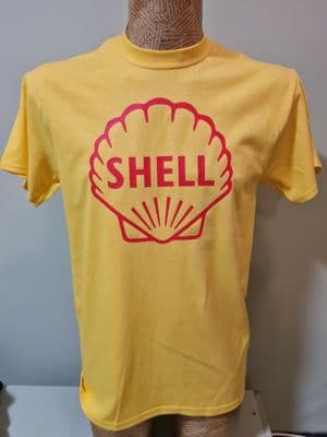 Shell racing style tee t shirt retro 60s oil lubricant petrol Formula 1 One