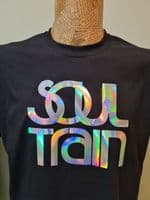 Soul Train holographic tee t shirt retro legendary disco funk show USA 70s