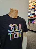 Soul Train holographic tee t shirt retro legendary disco funk show USA 70s