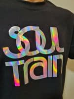Soul Train holographic tee t shirt retro legendary disco funk show USA 70s