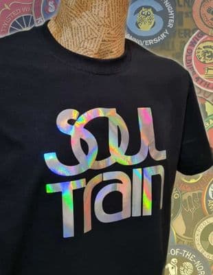 Soul Train holographic tee t shirt retro legendary disco funk show USA 70s