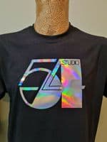 Studio 54 black tee t shirt holographic Disco Soul Funk New York Nightclub