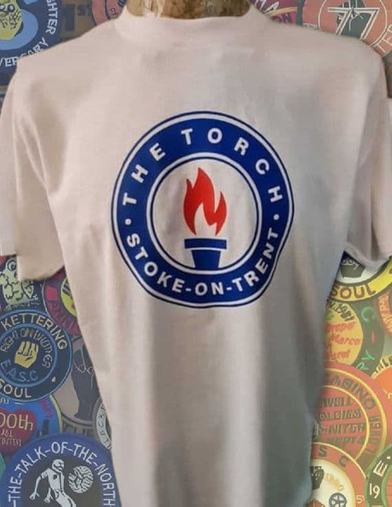 The Torch Stoke on Trent Northern Soul graphic white tee t shirt patch design