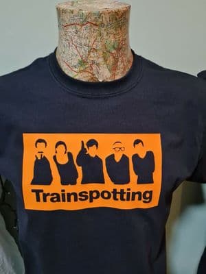 Trainspotting black tee t shirt Irvine Welsh Begby Rents Sick Boy Spud