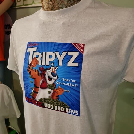 Tripyz Tiger Tee Shirt various colours Acid House Rave Flyer Voo Doo Rays