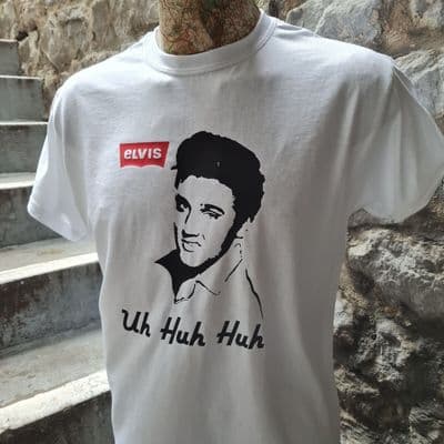 Uh Huh Huh Elvis Presley inspired tee t shirt top The King of Rock n' Roll
