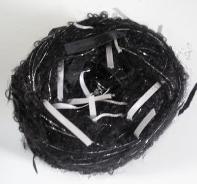 Adele's mohair ribbon balls - Black with silver