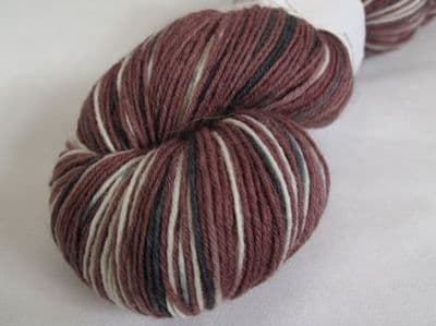 Dark chocolate, white and black sock yarn