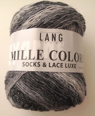 Lang Mille Colori Socks & Lace Luxe - Silver to black with silver lurex