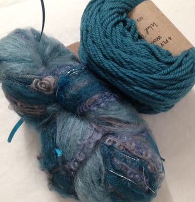 Magicball cowl - Mountain Lakes with dark turquoise