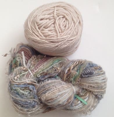 Magicball cowl - Pebble beach with cream solid