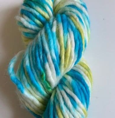 Pure merino chunky in turqiose and yellow