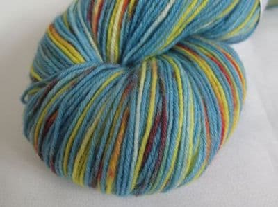 Sky blue  with yellow and red streaks