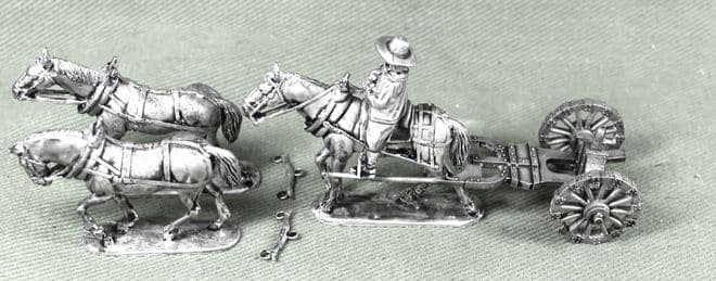 ECW133 Three horse team for heavy limber or barrel wagon.
