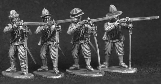 ECW21 Musketeers firing with musket rests.