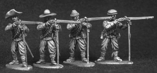 ECW22 Musketeers firing with musket rests.