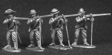 ECW24 Musketeers firing with musket rests.