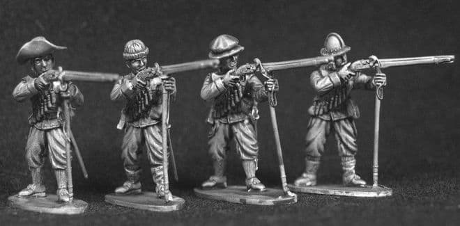 ECW24 Musketeers firing with musket rests.