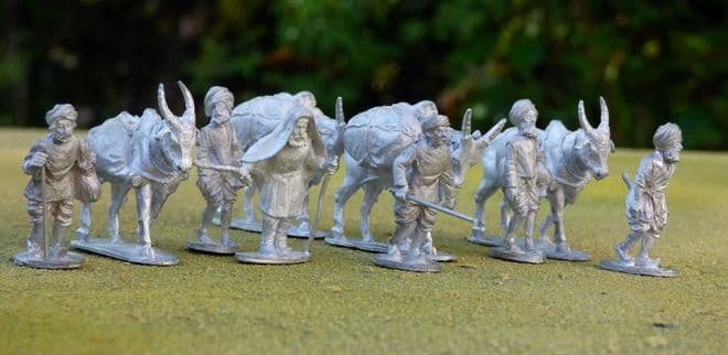 THEM16 bhistis with water skins, 3 drivers, two bullocks
