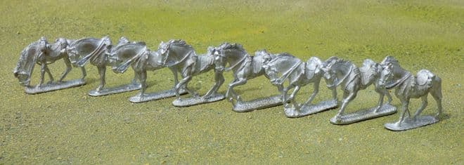 THEM22 Set of 8 General Purpose/Officers' Horses (II), pistol holsters & blanket roll saddlery.