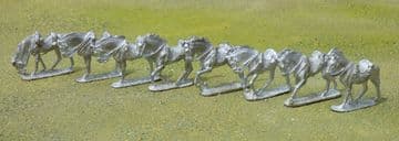 THEM22 Set of 8 General Purpose/Officers' Horses (II), pistol holsters & blanket roll saddlery.