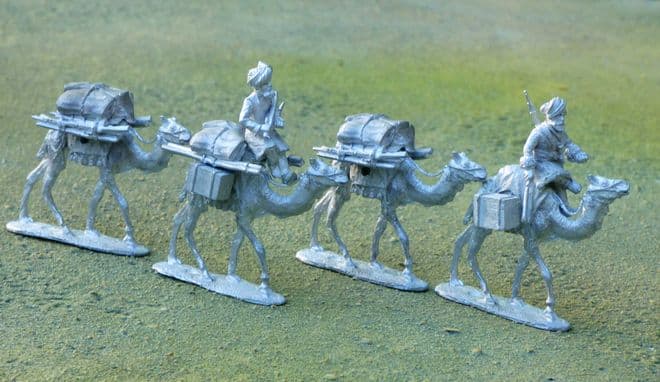 THEM9  camel riders, 4 camels, baggage loads etc