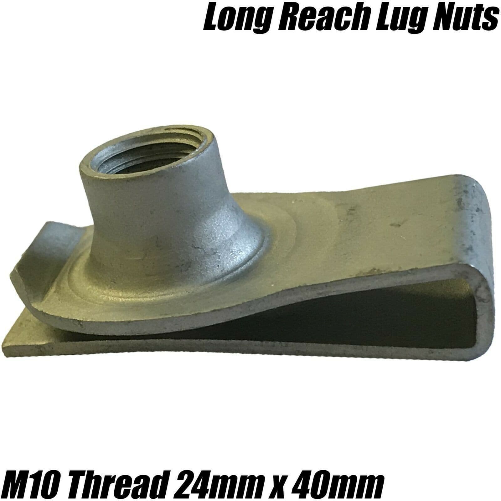 10x M10 Long Reach Chimney U Nut Lug Nuts Speed Spire Captive Clips