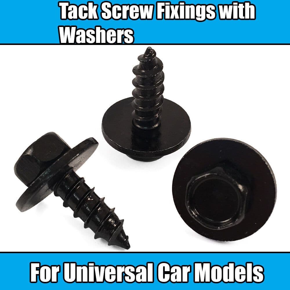 10x Tack Screws With Washer for Universal Models Fixings Mudflaps Black