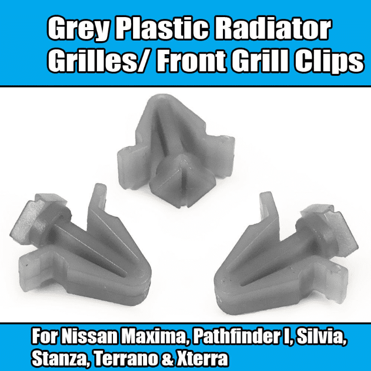10x Trim Clips for Nissan Radiator Grilles/ Front Grill Clips Grey Plastic