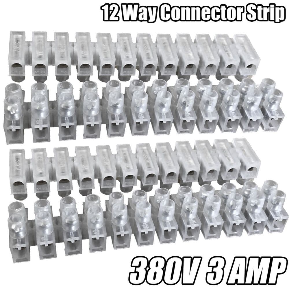 12 Way Connector Strip 3 Amp Choc Block Electrical Terminal Connection