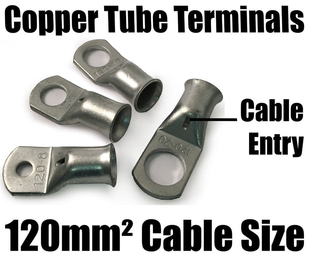 120mm Cable Copper Tube Terminals Battery Welding Solder Lug Ring Crimp