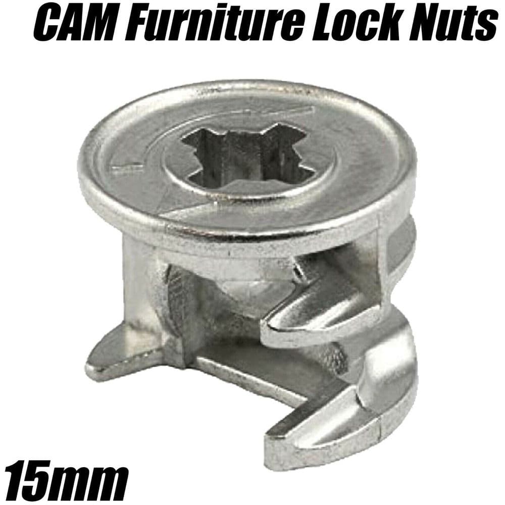15mm Hole Cam Dowel Turn Lock Locking Nut Desk Wardrobe Flatpack Ikea Argos