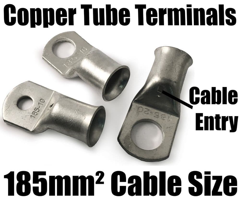 185mm Cable Copper Tube Terminals Battery Welding Solder Lug Ring Crimp