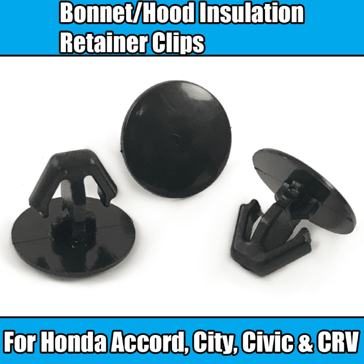 20x Black Plastic Clips for Honda Accord City Civic Bonnet Insulation