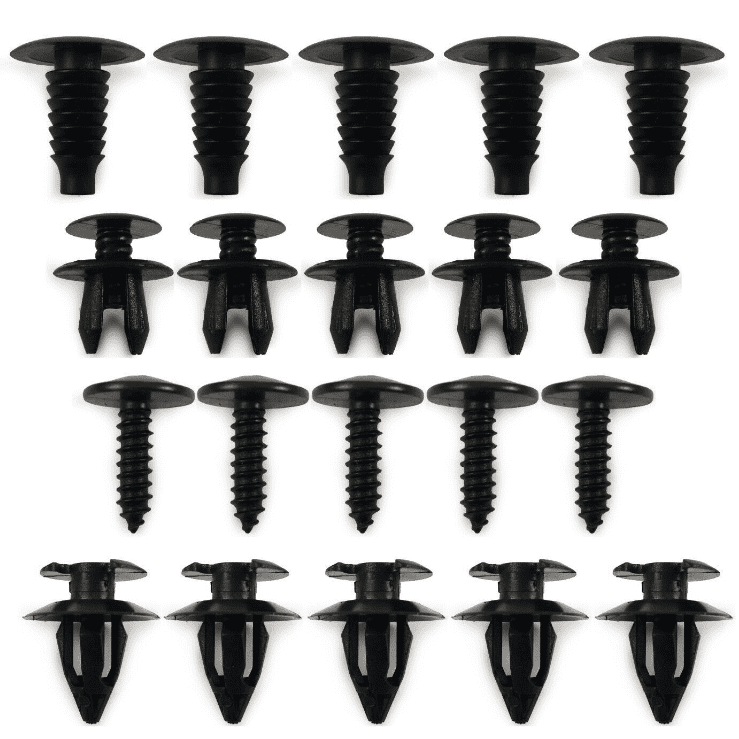 20x Mounting Trim Rivet Clips – For Mercedes W123 – Black Plastic Radiator Grille Fasteners