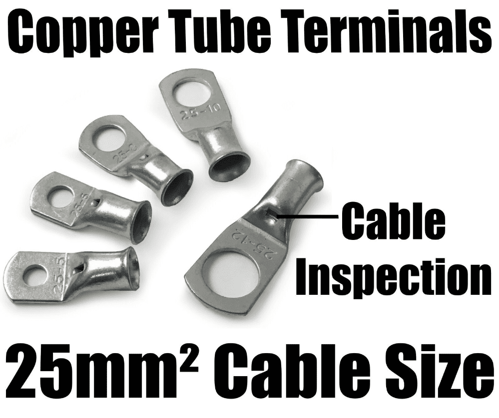 25mm Cable Copper Tube Terminals Battery Welding Solder Lug Ring Crimp