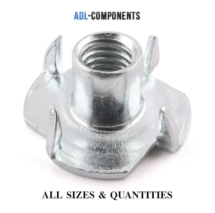 4 Pronged Captive Tee Nut Wood Furniture T Nuts M3 M4 M5 M6 M8 M10 M12