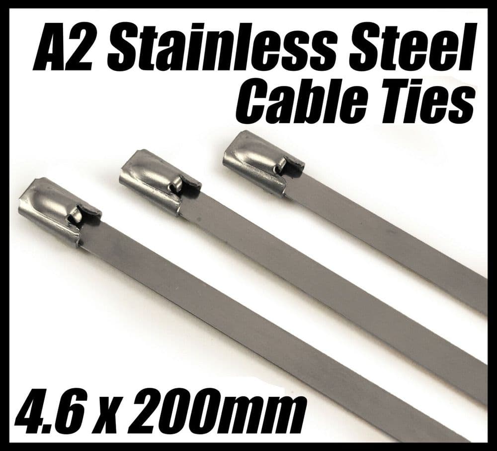 4.6x200mm Stainless Steel Cable Ties Exhaust Heat Strap Induction Pipe