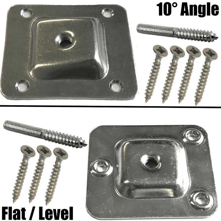 4x Furniture Leg Mounting Plate Flat/Angled Wood Metal Dowel