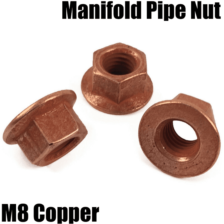 8 Dadi Autobloccanti In Rame M8 X 1,25 Conici Per Marmitte VW - HJS Germany, Confezione Da 8