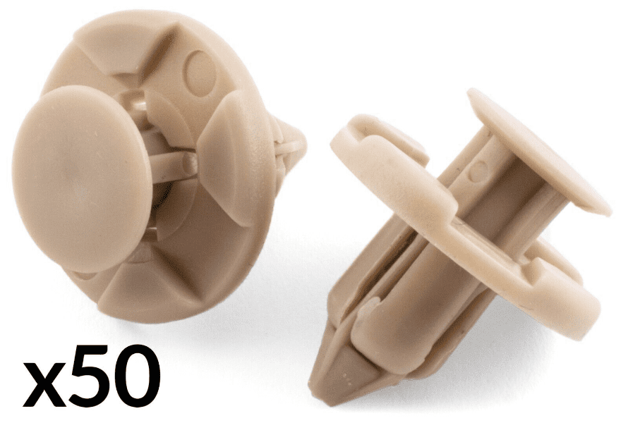 thumbnail image 2 of 10x Bumper Fender Clips – 8mm Plastic Push Rivets – For Nissan & Mitsubishi (0155309321 / MR328954) 2 of 2